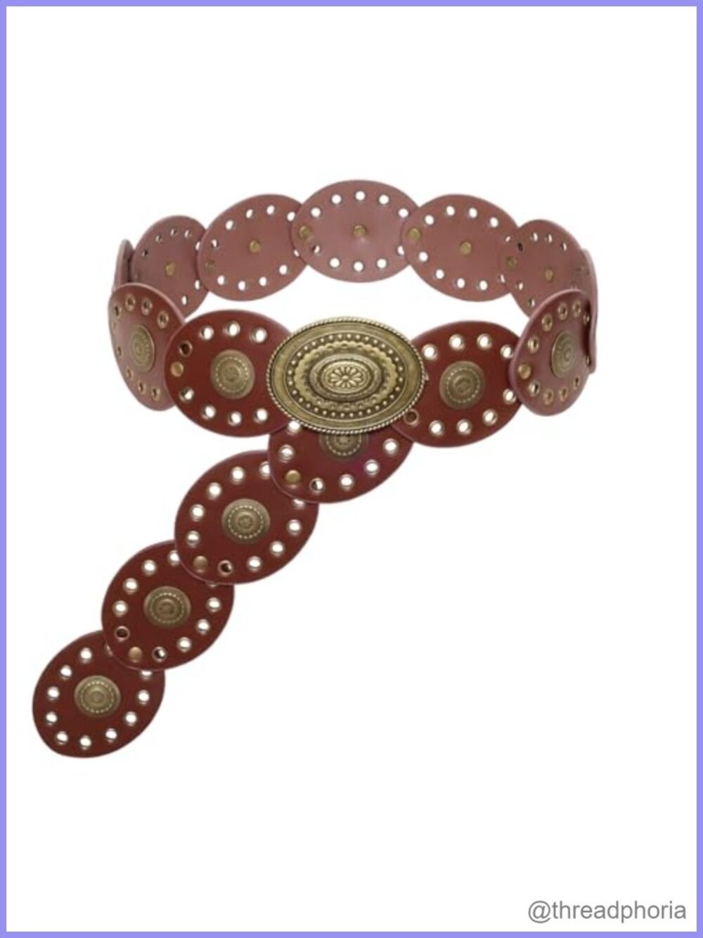 Vintage Western Disc Belt PU Leather Adjustable Boho Cowboy Style